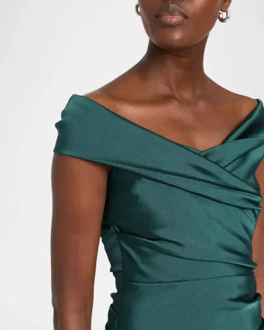 Rickie Freeman for Teri Jon Pleated Off-Shoulder Satin Column Gown | Thumbnail 5 Rickie Freeman for Teri Jon Pleated Off-Shoulder Satin Column Gown | Thumbnail 5