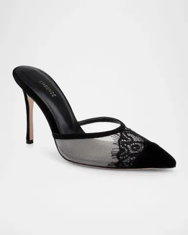 L'Agence 95mm Semois Mesh Suede Mule Pumps | Thumbnail 2 L'Agence 95mm Semois Mesh Suede Mule Pumps | Thumbnail 2
