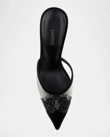 L'Agence 95mm Semois Mesh Suede Mule Pumps | Thumbnail 4 L'Agence 95mm Semois Mesh Suede Mule Pumps | Thumbnail 4