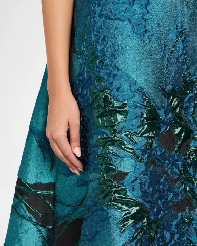 Rickie Freeman for Teri Jon Floral Jacquard Organza A-Line Gown | Thumbnail 5 Rickie Freeman for Teri Jon Floral Jacquard Organza A-Line Gown | Thumbnail 5
