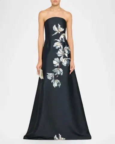 Rickie Freeman for Teri Jon Beaded Floral Mikado A-Line Gown | Thumbnail 2 Rickie Freeman for Teri Jon Beaded Floral Mikado A-Line Gown | Thumbnail 2