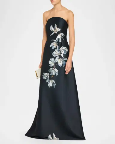 Rickie Freeman for Teri Jon Beaded Floral Mikado A-Line Gown | Thumbnail 4 Rickie Freeman for Teri Jon Beaded Floral Mikado A-Line Gown | Thumbnail 4