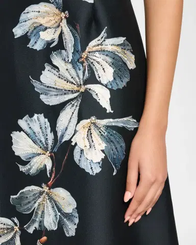 Rickie Freeman for Teri Jon Beaded Floral Mikado A-Line Gown | Thumbnail 5 Rickie Freeman for Teri Jon Beaded Floral Mikado A-Line Gown | Thumbnail 5
