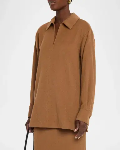 Lafayette 148 New York Spread-Collar Camel Hair Blouse | Thumbnail 4 Lafayette 148 New York Spread-Collar Camel Hair Blouse | Thumbnail 4
