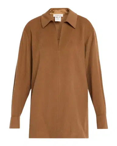 Lafayette 148 New York Spread-Collar Camel Hair Blouse | Thumbnail 1 Lafayette 148 New York Spread-Collar Camel Hair Blouse | Thumbnail 1