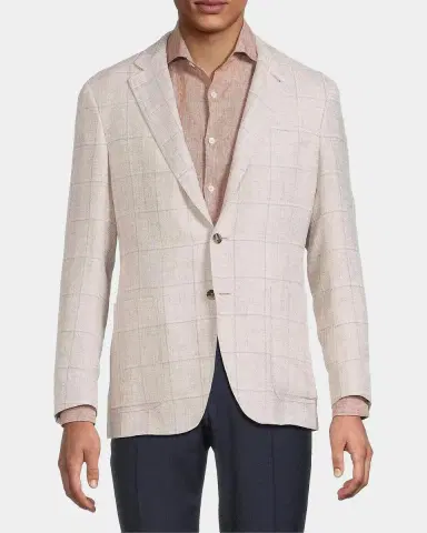 Canali Windowpane Linen-Wool Sportcoat | Thumbnail 4 Canali Windowpane Linen-Wool Sportcoat | Thumbnail 4