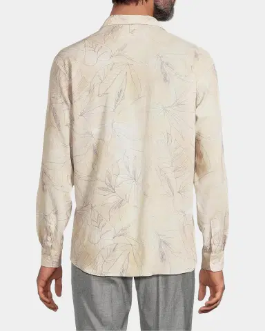 Canali Leaf-Print Button-Front Shirt | Thumbnail 3 Canali Leaf-Print Button-Front Shirt | Thumbnail 3