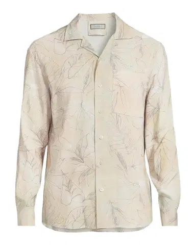 Canali Leaf-Print Button-Front Shirt | Thumbnail 1 Canali Leaf-Print Button-Front Shirt | Thumbnail 1