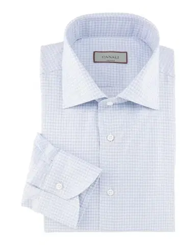 Canali Checked Cotton Dress Shirt | Thumbnail 1 Canali Checked Cotton Dress Shirt | Thumbnail 1
