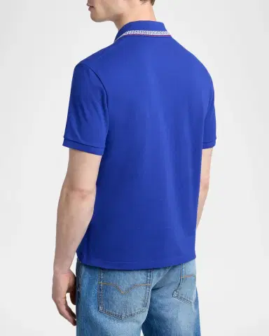 Versace Greca Embroidered Cotton Polo Shirt | Thumbnail 3 Versace Greca Embroidered Cotton Polo Shirt | Thumbnail 3