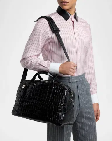 Tom Ford Men's Croc-Embossed Leather Top Handle Bag | Thumbnail 2 Tom Ford Men's Croc-Embossed Leather Top Handle Bag | Thumbnail 2