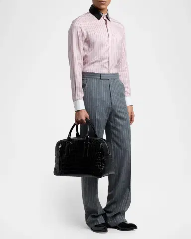 Tom Ford Men's Croc-Embossed Leather Top Handle Bag | Thumbnail 5 Tom Ford Men's Croc-Embossed Leather Top Handle Bag | Thumbnail 5