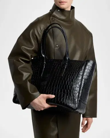 Tom Ford Men's Croc-Embossed Leather Tote Bag | Thumbnail 2 Tom Ford Men's Croc-Embossed Leather Tote Bag | Thumbnail 2