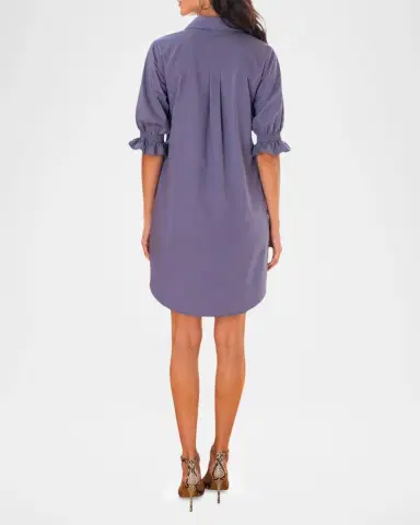 Finley Miller Puff-Sleeve Weathercloth Mini Shirtdress | Thumbnail 3 Finley Miller Puff-Sleeve Weathercloth Mini Shirtdress | Thumbnail 3
