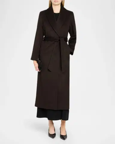 Sofia Cashmere Cashmere Belted Wrap Coat with Pick-Stitched Detail | Thumbnail 2 Sofia Cashmere Cashmere Belted Wrap Coat with Pick-Stitched Detail | Thumbnail 2
