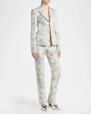 Alexander McQueen Floral Jacquard Single-Breasted Jacket | Thumbnail 2 Alexander McQueen Floral Jacquard Single-Breasted Jacket | Thumbnail 2