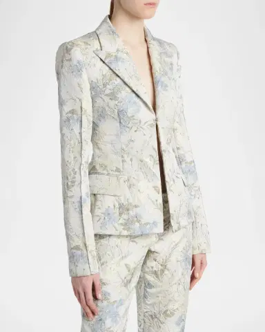 Alexander McQueen Floral Jacquard Single-Breasted Jacket | Thumbnail 4 Alexander McQueen Floral Jacquard Single-Breasted Jacket | Thumbnail 4