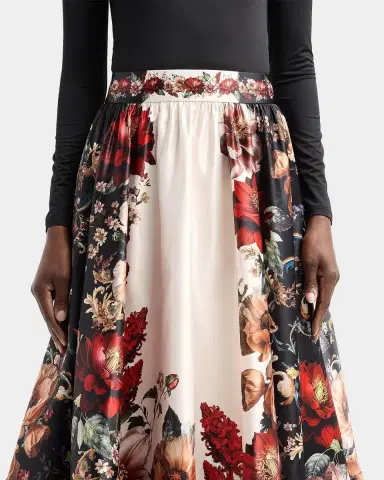 Alice + Olivia Chara Turtleneck Floral Flare Skirt Midi Dress | Thumbnail 5 Alice + Olivia Chara Turtleneck Floral Flare Skirt Midi Dress | Thumbnail 5