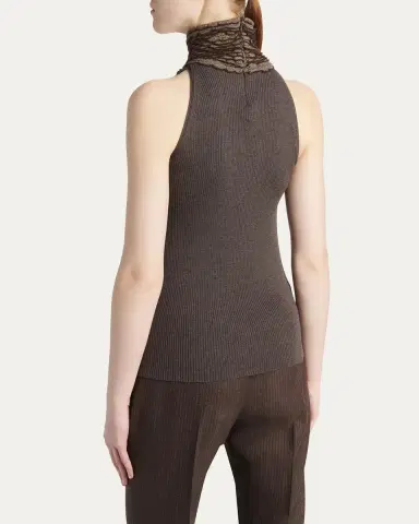 Alexander McQueen Turtleneck Scalloped Halter Top | Thumbnail 3 Alexander McQueen Turtleneck Scalloped Halter Top | Thumbnail 3