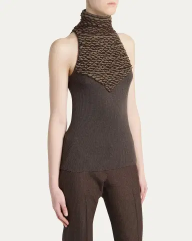 Alexander McQueen Turtleneck Scalloped Halter Top | Thumbnail 4 Alexander McQueen Turtleneck Scalloped Halter Top | Thumbnail 4