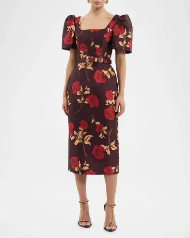 Rebecca Vallance Melora Belted Floral-Print Twill Midi Dress | Thumbnail 2 Rebecca Vallance Melora Belted Floral-Print Twill Midi Dress | Thumbnail 2