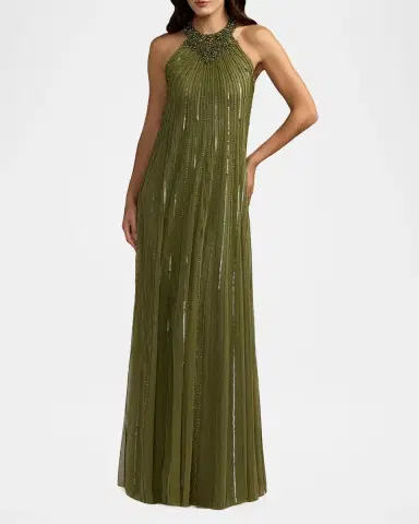 Mac Duggal Sequined-Mesh Trapeze Gown | Thumbnail 2 Mac Duggal Sequined-Mesh Trapeze Gown | Thumbnail 2