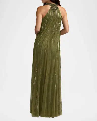 Mac Duggal Sequined-Mesh Trapeze Gown | Thumbnail 3 Mac Duggal Sequined-Mesh Trapeze Gown | Thumbnail 3