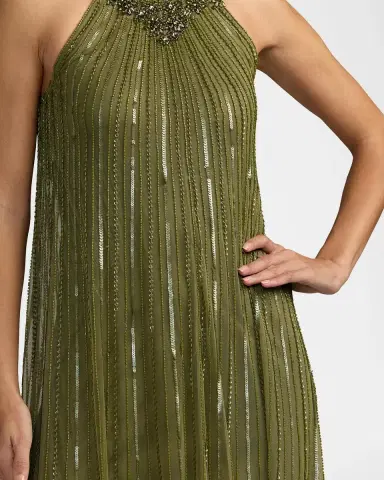 Mac Duggal Sequined-Mesh Trapeze Gown | Thumbnail 4 Mac Duggal Sequined-Mesh Trapeze Gown | Thumbnail 4