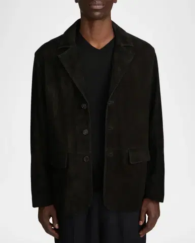 Frame Men's Suede Single-Breasted Blazer | Thumbnail 4 Frame Men's Suede Single-Breasted Blazer | Thumbnail 4