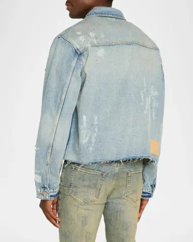 PURPLE Distressed Denim Jacket | Thumbnail 3 PURPLE Distressed Denim Jacket | Thumbnail 3