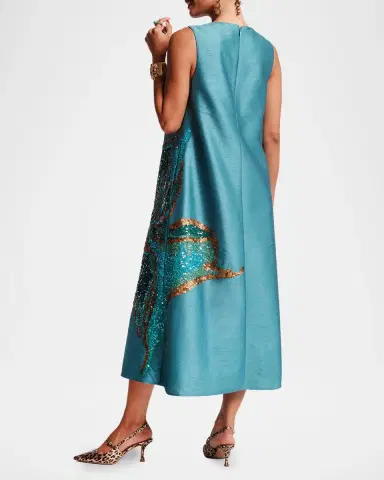 Frances Valentine Alice Sequin Floral Trapeze Midi Dress | Thumbnail 3 Frances Valentine Alice Sequin Floral Trapeze Midi Dress | Thumbnail 3