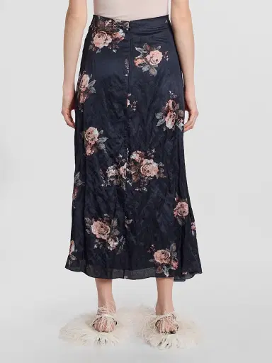 Erdem Women's Draped Floral Crushed Satin Midi Skirt | Thumbnail 3 Erdem Women's Draped Floral Crushed Satin Midi Skirt | Thumbnail 3