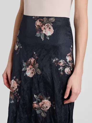 Erdem Women's Draped Floral Crushed Satin Midi Skirt | Thumbnail 5 Erdem Women's Draped Floral Crushed Satin Midi Skirt | Thumbnail 5