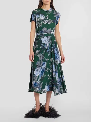 Erdem Women's Draped Floral Crepe Midi Skirt | Thumbnail 2 Erdem Women's Draped Floral Crepe Midi Skirt | Thumbnail 2