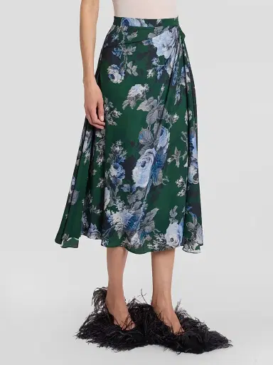 Erdem Women's Draped Floral Crepe Midi Skirt | Thumbnail 4 Erdem Women's Draped Floral Crepe Midi Skirt | Thumbnail 4