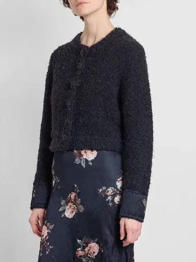 Erdem Women's Bouclé Wool-Alpaca-Blend Crewneck Cardigan | Thumbnail 4 Erdem Women's Bouclé Wool-Alpaca-Blend Crewneck Cardigan | Thumbnail 4