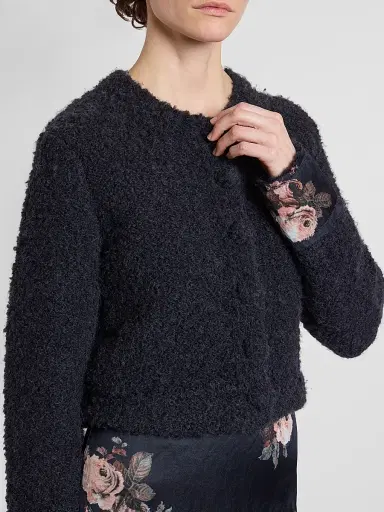 Erdem Women's Bouclé Wool-Alpaca-Blend Crewneck Cardigan | Thumbnail 5 Erdem Women's Bouclé Wool-Alpaca-Blend Crewneck Cardigan | Thumbnail 5