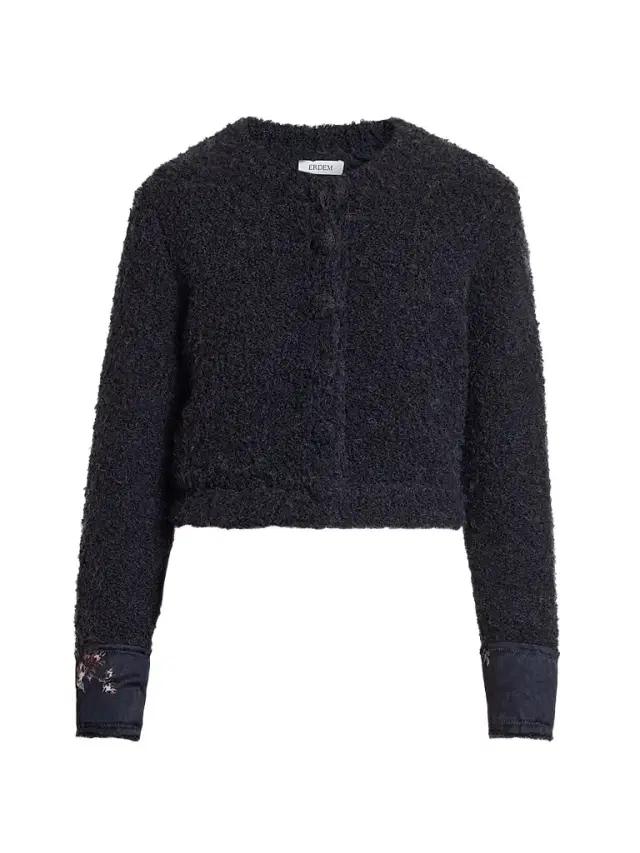 Women's Bouclé Wool-Alpaca-Blend Crewneck Cardigan Women's Bouclé Wool-Alpaca-Blend Crewneck Cardigan