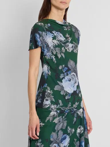 Erdem Women's Draped Floral Crepe Top | Thumbnail 4 Erdem Women's Draped Floral Crepe Top | Thumbnail 4