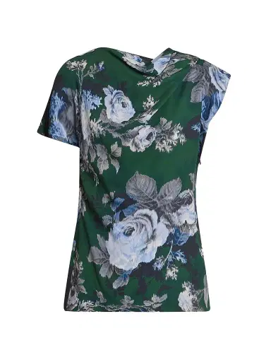Erdem Women's Draped Floral Crepe Top | Thumbnail 1 Erdem Women's Draped Floral Crepe Top | Thumbnail 1