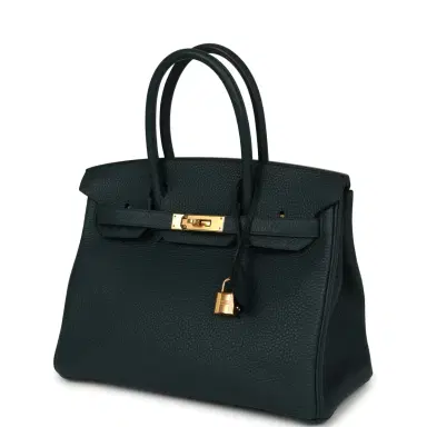 HERMÈS Hermes Birkin 30 Vert Cypress Clemence Gold Hardware | Thumbnail 5 HERMÈS Hermes Birkin 30 Vert Cypress Clemence Gold Hardware | Thumbnail 5