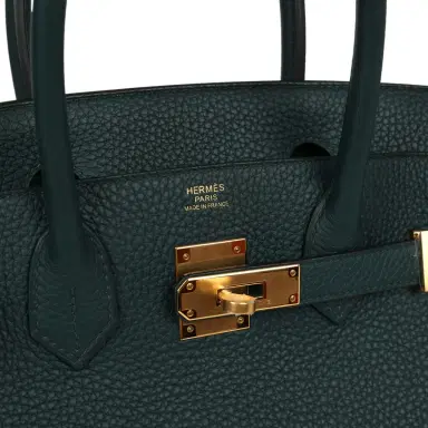 HERMÈS Hermes Birkin 30 Vert Cypress Clemence Gold Hardware | Thumbnail 7 HERMÈS Hermes Birkin 30 Vert Cypress Clemence Gold Hardware | Thumbnail 7