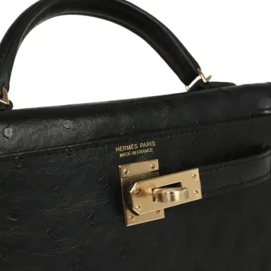 HERMÈS Hermes Kelly Sellier 20 Black Ostrich Permabrass Hardware | Thumbnail 7 HERMÈS Hermes Kelly Sellier 20 Black Ostrich Permabrass Hardware | Thumbnail 7