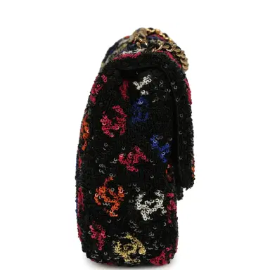Chanel Pre-owned Chanel Mini Rectangular Flap Bag Black, Multi Sequin Gold Hardware | Thumbnail 3 Chanel Pre-owned Chanel Mini Rectangular Flap Bag Black, Multi Sequin Gold Hardware | Thumbnail 3