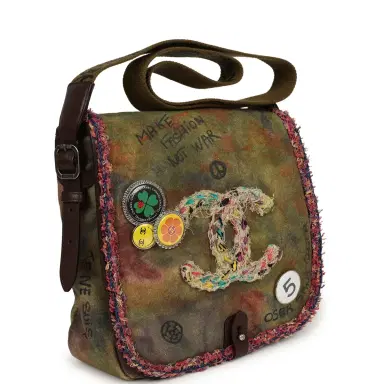 Chanel Pre-owned Chanel Small "On The Pavements" Messenger Bag Dark Khaki, Multicolor Graffiti Canvas Antique Silver Hardware | Thumbnail 2 Chanel Pre-owned Chanel Small "On The Pavements" Messenger Bag Dark Khaki, Multicolor Graffiti Canvas Antique Silver Hardware | Thumbnail 2