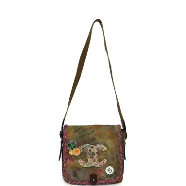 Chanel Pre-owned Chanel Small "On The Pavements" Messenger Bag Dark Khaki, Multicolor Graffiti Canvas Antique Silver Hardware | Thumbnail 8 Chanel Pre-owned Chanel Small "On The Pavements" Messenger Bag Dark Khaki, Multicolor Graffiti Canvas Antique Silver Hardware | Thumbnail 8