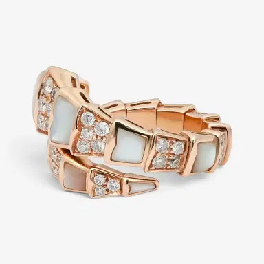 BVLGARI Bulgari Serpenti Viper 18K Rose Gold Diamond & MOP Ring Sz. 5.5 by The Solist | Thumbnail 3 BVLGARI Bulgari Serpenti Viper 18K Rose Gold Diamond & MOP Ring Sz. 5.5 by The Solist | Thumbnail 3