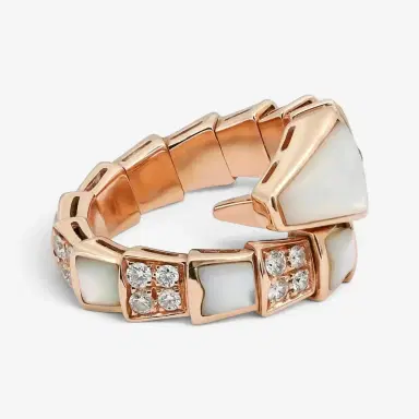 BVLGARI Bulgari Serpenti Viper 18K Rose Gold Diamond & MOP Ring Sz. 5.5 by The Solist | Thumbnail 4 BVLGARI Bulgari Serpenti Viper 18K Rose Gold Diamond & MOP Ring Sz. 5.5 by The Solist | Thumbnail 4