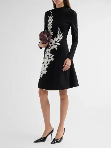 Lela Rose Women's Floral Velvet Jacquard Knit Dress | Thumbnail 4 Lela Rose Women's Floral Velvet Jacquard Knit Dress | Thumbnail 4