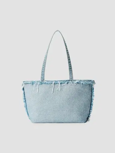 Alexander Wang Women's Punch Medium Frayed Denim Tote Bag | Thumbnail 2 Alexander Wang Women's Punch Medium Frayed Denim Tote Bag | Thumbnail 2
